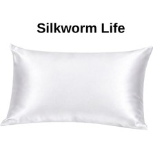 Beyaz RENKLI 100% Ipek Yastık Kılıfı ( 50 cm 70 Cm)