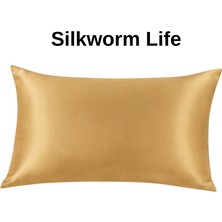 Silkworm Gold Renkli  Ipek Yastık Kılıfı ( 50  cm  70  cm ) Vizon Rengi