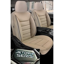 Trobus Toyota Auris 2 2013 ve Sonrası Aracınıza Uyumlu Jetdrıve Bej Deri Oto Koltuk Kılıfı (5 Koltuk Tam Set, Airbag Uyumlu)