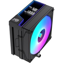 Next Gaming Ng Frost 600B 220W Tdp Argb Fanlı Derece ve Devir Göstergeli Üst Seviye Kule Tipi Cpu Soğutucu Siyah