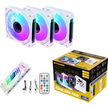 Next Gaming NG-A120W 3\'lü Set 120MM Argb Pwm Kasa Fanı ve Kumandalı Kontrolcü Beyaz