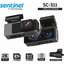 Sentinel SC-311 4k+2k+2k 3 Kameralı Araç Kamerası 3.2'' Wifi Gps Adas 24H Park