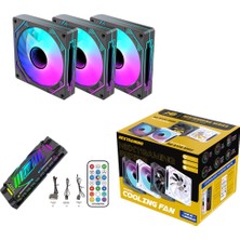 Next Gaming NG-A120B 3\'lü Set 120MM Argb Pwm Kasa Fanı ve Kumandalı Kontrolcü Siyah