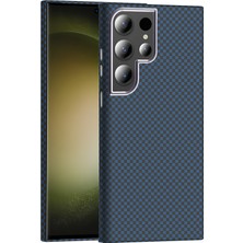 ZM Store Galaxy S23 Ultra Uyumlu Kılıf M-Safe Özellikli Karbon Fiber Görünüm Ince Hafif Gros Kapak