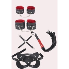Mulvxbrf BRF02 4 Lü Kol Bacak Kırbaç Maske Orta Tutturucu Deri Set 700418 (Mulvix)