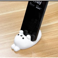 Sevimli Kedi Figürlü Telefon Standı – 3D Baskı Dekoratif Masaüstü Telefon Tutucu