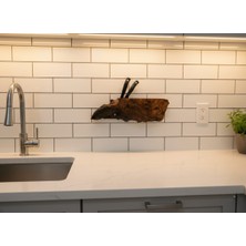 El Yapımı, Doğal Ahşap, Ceviz Ağacı, Rustic Bıçak Standı-Mutfak Organizeri