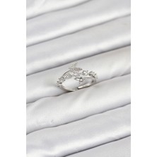 Pirinç Gümüş Renk Zirkon Taşlı  Model Kadın Yüzük