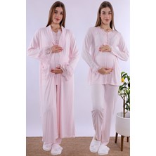 Mecit Pembe Sabahlıklı Hamile Lohusa Pijama Takımı