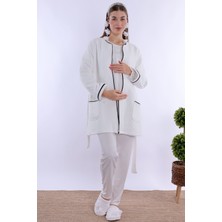 Effortt Ekru Kapitone Sabahlıklı Hamile Lohusa Pijama Takımı