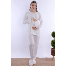 Effortt Ekru Hamile Lohusa Pijama Takımı