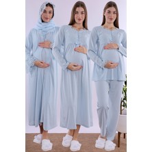 Mecit Mavi Tesettürlü Hamile Lohusa Set