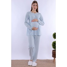 Mecit Mavi Hamile Lohusa Pijama Takımı