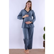 Effortt Indigo Hamile Lohusa Pijama Takımı