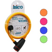 Ankaverse Anahtarlı Aç-Kapa Kilit Kapaklı Plastik Kafa Bisiklet Kilit Çelik Tel Renkli Kılıf 12MMX80CM (5286)