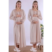 Effortt Bej Sabahlıklı Hamile Lohusa Gecelik Takım