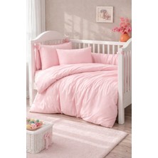 Vionetta Ranforce % 100 Pamuk Pudra Düz Renk Lastikli Çarşaflı 2 Yastıklı Bebek Nevresim Takımı