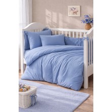 Vionetta Ranforce %100 Pamuk Indigo Düz Renk Lastikli  Çarşaflı  2 Yastıklı  Bebek Nevresim Takımı