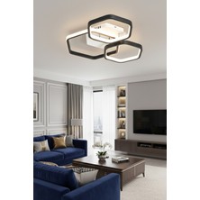 Ece Aydınlatma Enzo Siyah Kasa 3 Renk Işıklı Modern LED Avize ( Kumandasız)