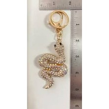 The Secret Desire Taşlı Yılan Figürlü Anahtarlık Gold Renk  Çanta Aksesuarı Kristal Taşlı Şık Anahtarlık