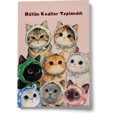 Bi' Dünya Haber Bütün Kediler Toplandık A6 Çizgili Mini Defter Not Defteri