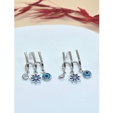 Zirkon Taş Detaylı Silver Sarmal Küpe
