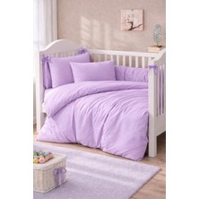 Vionetta Ranforce % 100 Pamuk Lila Düz Renk Lastikli Çarşaflı 2 Yastıklı Bebek Nevresim Takımı