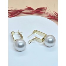 Beyaz Inci Top Küpe