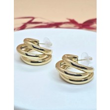 Gold Kaplama Iç Içe Halka Küpe