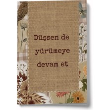 Bi' Dünya Haber Vintage Serisi 7 Düşsen De Yürümeye Devam Et A6 Çizgili Mini Defter Not Defteri