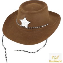 MegaSepet Bfs Çocuk Kovboy Şapkası Plastik Üzeri Flok Kaplama Açık Kahverengi