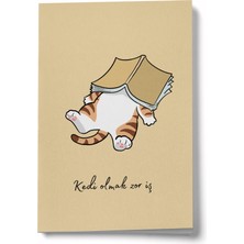 Bi' Dünya Haber Kedi Olmak Zor Iş A6 Çizgili Mini Defter Not Defteri