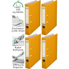 ArtMaster Büro Klasörü Sarı Dar 4 Adet Plastik Dar Sarı Klasör Halkalı Paslanmaz Çelik Klipsli Ofis Büro