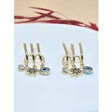 Zirkon Taş Detaylı Gold Sarmal Küpe