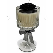 Cam Kokteyl Kadrhte Şakayık Gül Soya Mum Soya ve Balmumu