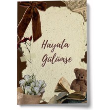 Bi' Dünya Haber Vintage Serisi 6 Hayata Gülümse A6 Çizgili Mini Defter Not Defteri