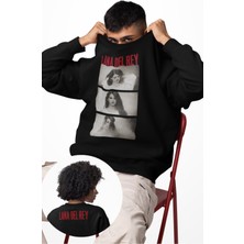 Fuddy Moda Unisex Oversize Lana Del Rey Ense Baskılı Bisiklet Yaka Kapüşonsuz Sweatshirt