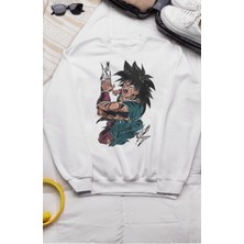 Fuddy Moda Oversize Dragon Ball Baskılı Kapüşonsuz Sweatshirt, Unisex Anime Temalı Bisiklet Yaka Sweat