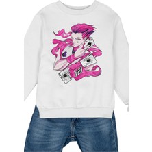 Fuddy Moda Oversize Hisoka Baskılı Kapüşonsuz Sweatshirt, Unisex Hunter x Hunter Anime Bisiklet Yaka Sweat
