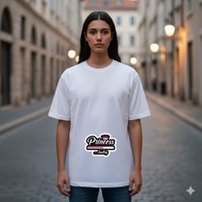 Etoile Studio Sevgili Kombini Unisex %100 Pamuklu Oversize Grafik Baskılı Bisiklet Yaka Tişört Prenses