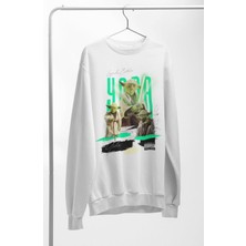 Fuddy Moda Unisex Oversize Starwars Yoda Baskılı Kapüşonsuz Bisiklet Yaka Sweatshirt