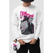 Fuddy Moda Oversize Okarun ve Granny Baskılı Kapüşonsuz Sweatshirt, Unisex Dandadan Anime Bisiklet Yaka Sweat