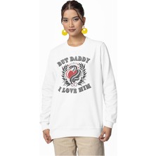 Fuddy Moda Unisex Oversize Taylor Swift But Daddy I Love Him Baskılı Bisiklet Yaka Kapüşonsuz Sweatshirt