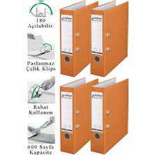 ArtMaster Büro Klasörü Turuncu Geniş 4 Adet Plastik Geniş Turuncu Klasör Halkalı Paslanmaz Çelik Klipsli Ofis Büro