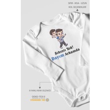 Morivo Kids Sıkıntı Yok! Dayım Arkamda Baskılı Bebek Zıbını – Çıtçıtlı Body | %100 Pamuk Uzun Kol