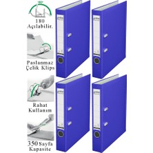 ArtMaster Büro Klasörü Mavi Dar 4 Adet Plastik Dar Mavi Klasör Halkalı Paslanmaz Çelik Klipsli Ofis Büro