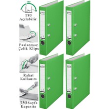 ArtMaster Büro Klasörü Yeşil Dar 4 Adet Plastik Dar Yeşil Klasör Halkalı Paslanmaz Çelik Klipsli Ofis Büro