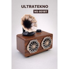 UltraTekno NS-801BT Gerçek Ahşap Gramofon Tipi Bluetooth Hoparlör Fm Radyo