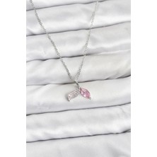 S'82 316L Çelik Zincir Gümüş Renk Balık Kuyruğu Model Zirkon Taşlı Kadın Kolye