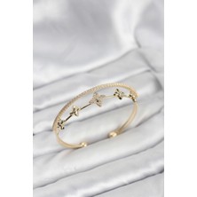 S'82 Pirinç Gold Renk Çiçek Model Kadın Bileklik